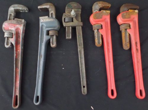 Steel Heavy Duty Pipe Wrench 18&#034; Craftsman,Proto,Fuller,Stillson, Lot of 5