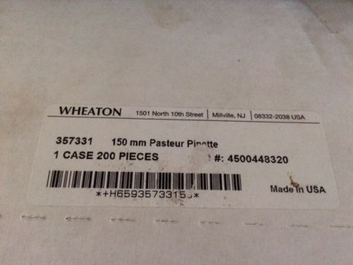 Wheaton Socorex 357331 Type I Glass Pasteur Pipette, 150mm Length (Box of 200)