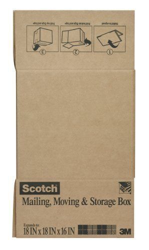 3M Scotch Folded Box, 18-Inches x 18-Inches x 16-Inches, Large Size Folded Box,