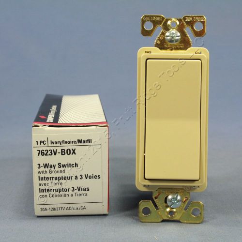 Cooper ivory commercial decorator 3-way rocker light switch 20a 120/277v 7623v for sale