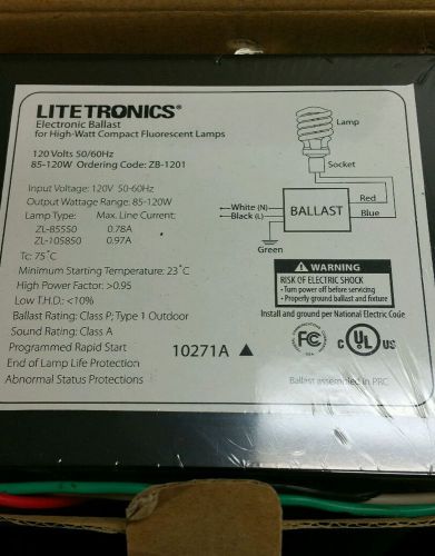 Litetronics Electronic Ballast 120 Volts