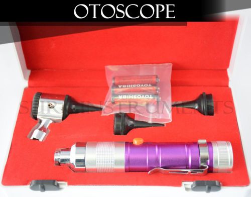 Otoscope set purple ent medical diagnostic instruments  (batteries included) for sale