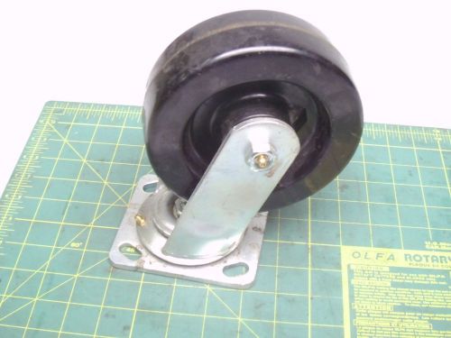 SWIVEL CASTER 6&#034; X 2&#034; PLASTIC WHEEL 7 1/2 MOUNTED HEIGHT USED #57648