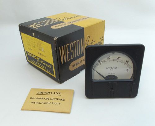 Vintage WESTON Bakelite Analog Panel DC Model 1301 AMMETER 0-50 Amps Meter