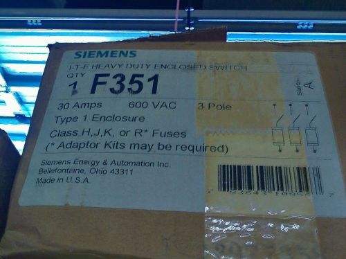 Siemens F351 30 Amp 600 Volt Fusible Disconnect