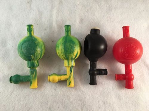 Lot of 4 Various Laboratory 3 Directional Rubber Suction Balls