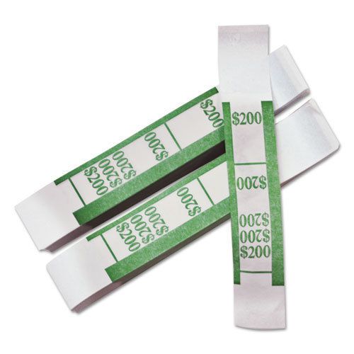 Color-Coded Kraft Currency Straps, Dollar Bill, $200, Self-Adhesive, 1000/Pack