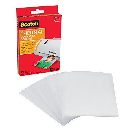 Scotch Thermal Laminating Pouches, 5 x 7-Inches, Photo Size, 100-Pouches