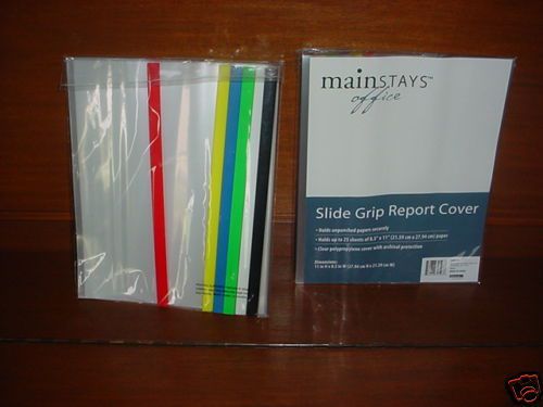 Report Covers No Punch Style Clear/mixed 25 Sheet  6 Covers Colored Slide Grips