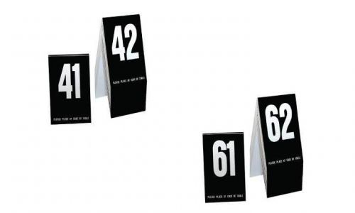 Plastic Table Numbers 41-80 Tent Style, Black w/White Numbers, Free shipping