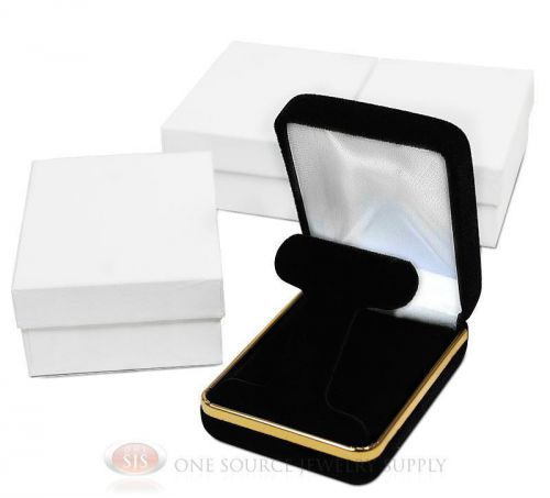 3 Piece T-Shape Black Velvet Earring Jewelry Gift Boxes 2 1/4&#034;W x 3&#034;D x 1 1/4&#034;H