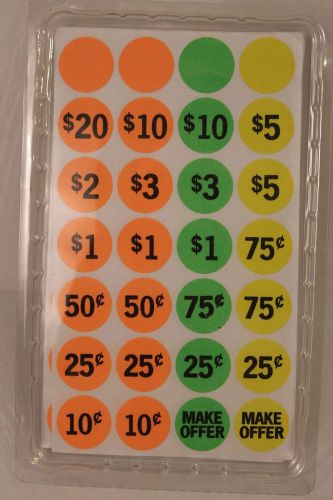 840 Neon Yard Garage Rummage Sale Price Tag Sticker Labels-Preprinted &amp; Blank