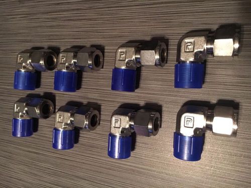 Lot of (4) parker 1/2&#034; tube od x 1/2&#034; npt male pipe thread 90 elbow for sale