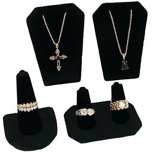 11 Pc Set Black Velvet Jewelry Displays Busts Bonus New