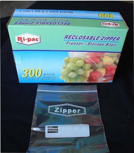 300 Quart Size 7x8&#034; Zip Lock Reclosable Freezer Storage Bags Zipper