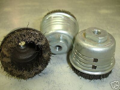 Wire brush 3/8&#034;-16  crimped brush grinder lot of 3 for sale