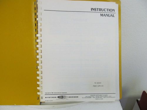Systron-Donner PQ Series Power Supplies Instruction Manual w/schematics