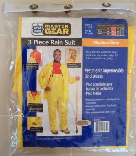 NEW Master Gear Yellow 3 Piece Rain Suit Size Large