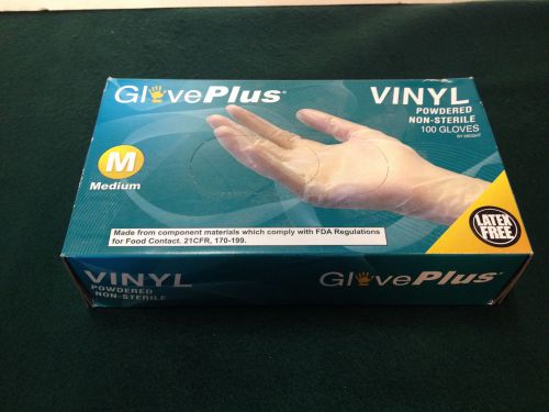 GlovePlus IV44100 Vinyl Industrial Gloves, Medium, Clear New old Stock Powdered