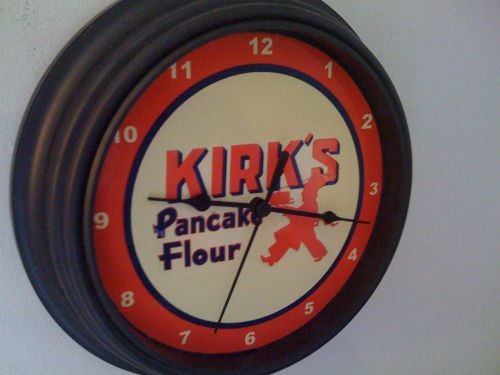 Kirk&#039;s Pancake Flour Store Restaurant Diner Kitchen Wall Clock Advertising Sign