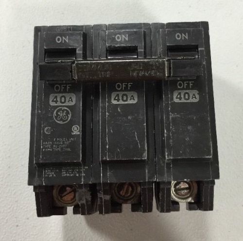 General Electric GE  THQL32040 Circuit Breaker 3 Pole 40 Amp 240 Volt chipped