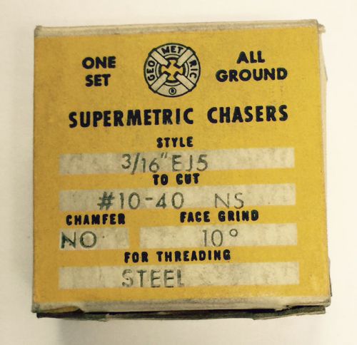 NEW Supermetric #10-40 Chasers for Geometric 3/16&#034; EJ5 Die Head, NO chamfer