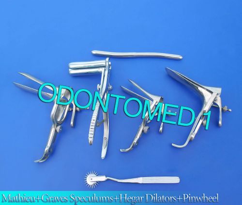 Mathieu Speculum+ Hegar Dilator +Pinwheel &amp; 3 Graves Speculum (S,M,L)