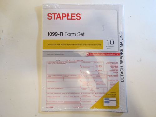 Staples 1099-R Form Set 10 - 6 Part Sets 2015 Tax Year