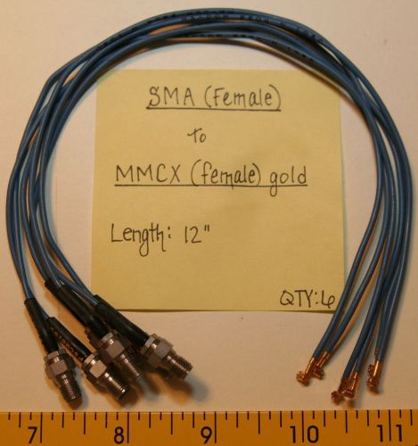 (6) SMA(Female) to MMCX(Female) Gold Cables 12&#034;