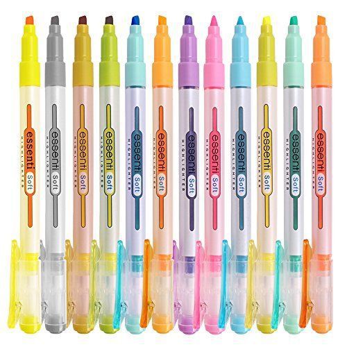 Monami Liner Soft Pastel Color Highlighter Pen Marker - 12 Colors Pack of 12