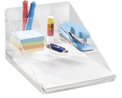 MetroDecor mDesign Desk Organizer 5 with Paper Tray, Clear