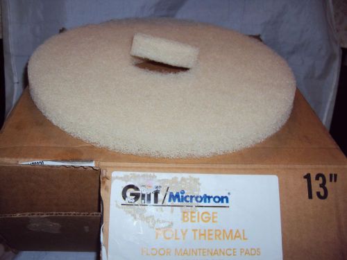 NEW BOX OF 5 GLIT 13&#034; BEIGE POLY THERMAL FLOOR BUFFING MAINTENANCE PADS