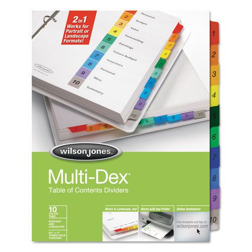 Multi-Dex Index Assorted Color 10-Tab, Labeled 1-10, Letter