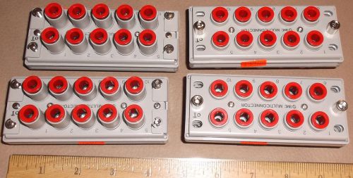 4 SMC Pneumatic 10 Port 1/4&#034; Multiconnector KDM10-6 ZQ RED both sides plug