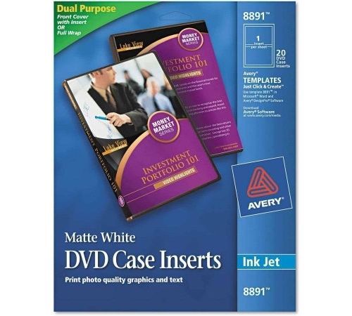 Avery Inkjet DVD Case Inserts, Matte White, 20-Pack Laser Printer Inserts