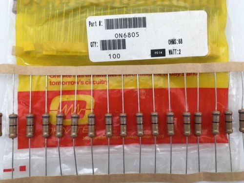 (200 pcs) on6805 ohmite, 2 watt 68 ohm 5%, carbon film resistor (axial) for sale