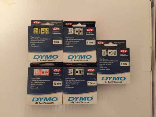 LOT OF 5 DYMO TAPE CARTRIDGE 40913 9mm/12mm 40913.40910.45010.40918.45015