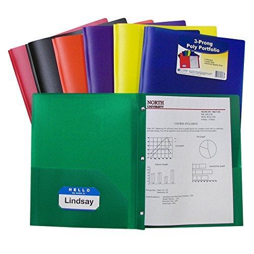 C-Line Two-Pocket Heavyweight Poly Portfolio with Prongs, For Letter Size