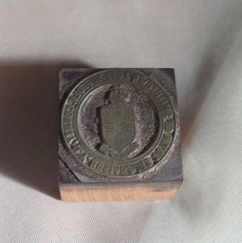 Vintage Letterpress Printing Block Town of Smithtown Supervisor Seal Suffolk NY