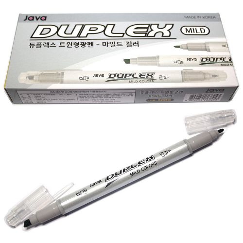 Java Duplex Twin Mild Fluorescent Highlighter Pen Marker - Mild Gray - 12 Pcs