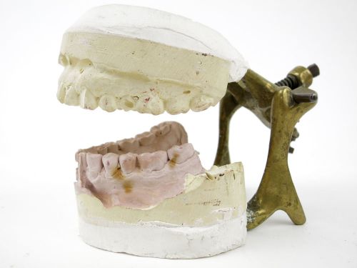 Dental Brass Articulator Vintage Plaster Teeth Mold Industrial Sculpture Dentist