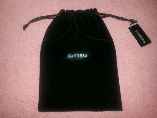 Express Black Velvet Jewelry Drawstring Bag Gift 6.5&#034; x 5&#034; NWT