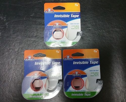 ( Lot of 3 ) Elmers Invisible Tape Matte Finish 3/4 in x 800 in