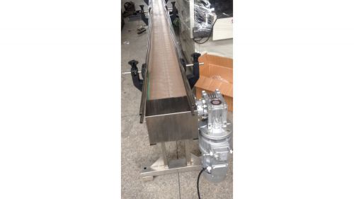 Stainless steel 14 fooy 6&#034; wide inline conveyor with plastic table top belt for sale