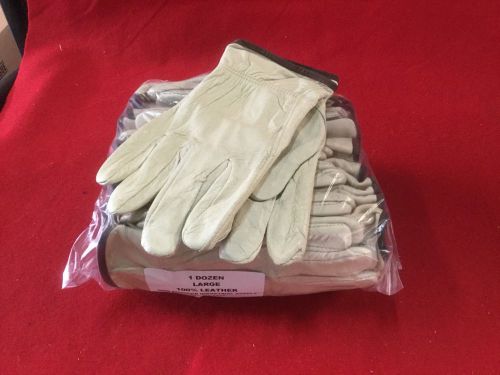 Drivers Gloves LARGE 100% Leather 12 Pairs Fleece Lined