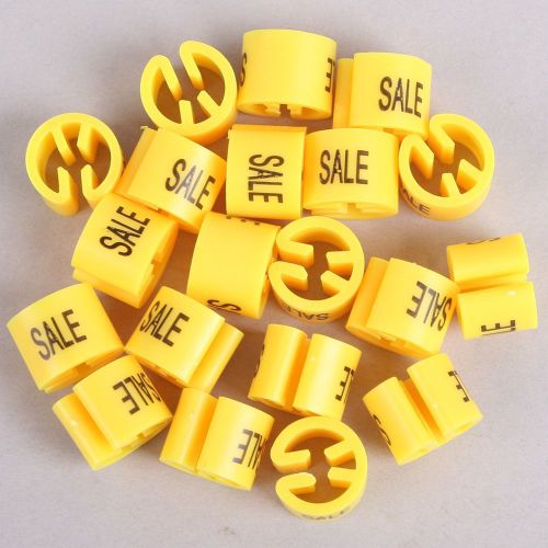 New 20pcs yellow hanger sizer garment markers &#034;sale&#034;plastic clothing size tags for sale