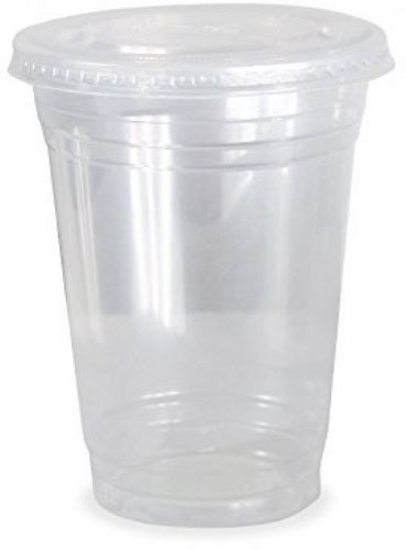 DuraCup Premium Plastic Clear PET Cups With Flat Lids, 100 Count, 20 Ounce