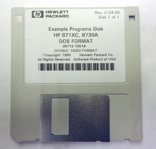 HP 871XC, 8730A EXAMPLE PROGRAMS DISK, DOS FORMAT