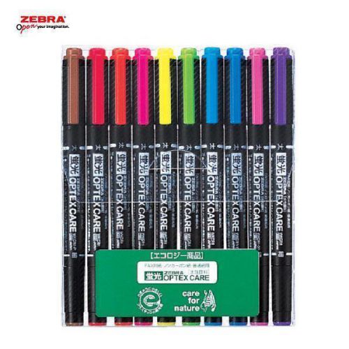 Zebra optex care  10 color 2 sided highlighter fluorescent marker pens japan for sale