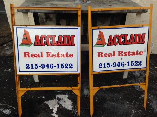Deluxe 3 Part Heavy-Duty 42&#034; x 24&#034;  Steel Yard Sign Frame WITH SIGN REAL ESTATE